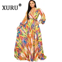 XURU Summer Nuovo abito in chiffon Stampa digitale Stampa bohémien abbigliamento da donna grande abito da donna S-3xl-5xl L220616