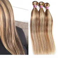 Nami Brown und Blonde Highlight Farbe Ombre menschliches Haar Bündel mit Verschluss Frontaler Klavierfarbe 8 613 Straight Body Wave Hair Exte204s