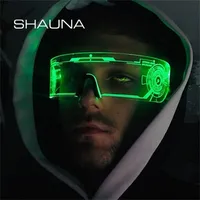 Shauna 미래 과학 기술의 감각 LED 빛나는 안경 ins 펑크 고글 파티 크리스마스 화려한 가벼운 색조 220514
