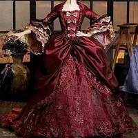 Vestidos de 16 Anos Burgundy Puffy Quinceanera Dresses Vintage 3/4 Sleve Bow Lace Dresses 2019 Debutante Masquerade Dress