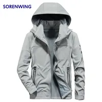 Sorenwing Mens مقنعين سترات الصوف رجال في الهواء الطلق معطف المعطف الجديد معطف جديد معطف الرجال رقيقة الصوف سحاب سترة رمادية زرقاء G220804