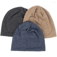 Bonnet / bouchons de crâne unisexe style simple solide automne hiver hiver femmes coloriie beanie tricot tricot baggy hat