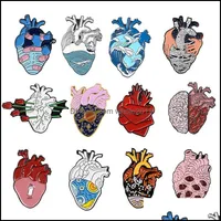 Pins Brooches Jewelry Enamel Heart Brooch Pins Lapel Human Organ Fashion Gift 579 T2 Drop Delivery 2021 V9Ktl