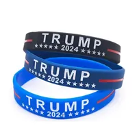 New Trump 2024 Silicone Bracelet Black Blue Red Wristband Party Favor 4 Colors