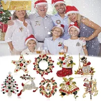 9 Stil Çok Volundu Rhinestone Kristal Noel Dekorasyon Geyiği için Set Seti Noel Baba Kardan Adam Süsler Hediyeler L220812