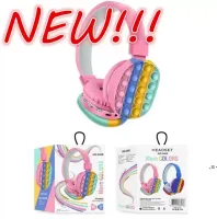 Fidget Toys Party Favor Rainbow Head-Moned Simple and Cute Rainbow Bluetooth Stereo Headset Hörlurar Dekompression Toy Wholesale