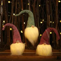 Pluszowy Rudolph Luminous Ball Party Party Party Bez twarzy dzianin Gnomes Santa Doll for Tree Decorations Biała broda Prezenty Xmas 8GL3 Q2
