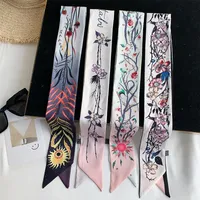 Szaliki lato jesienne koreańskie długie dekoracyjne małe szkiełka torbą jedwabny szalik moda