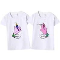 Women's T-Shirt Funny Design Duds Matching BFF T Shirt Women Friend Tee For Femme Couples Tops Smoke And Lighter