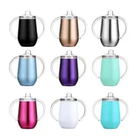 10oz coffee mug sippy cup stainless steel tumbler with double handle egg cups Vacuum insulation baby water bottle ZWL01258B