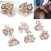 1 PC Butterfly Crystal Hair Clips Pins for Women Girls Vintage Headwear Redestone Barrette Jewelry Accessories339h