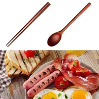 Bacchette da 16 pezzi manico lungo cucchiaio in legno e fissate per posate per posate utensili combinati da tavoli riutilizzabili per mangiare211r