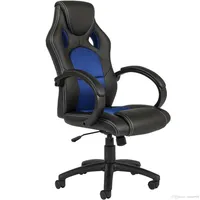 Chaise de bureau de course exécutive Pu Leather Swivel Computer Desk High-Back Blue292i