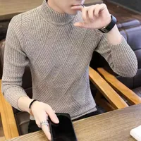 2022 New Autumn Winter Korea Style Sweater Men's Turtleneck Solid Color Curagy Stretch Male Slim Fit Brand Knitte Pullover D238 G22801