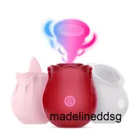 Rose Vibrator Massagegerät Klitoralsaugende Vibratoren Intensive Saugzunge Lick -Stimulator Nippel Sexspielzeug für Frau oral youpin hoch 0hpn