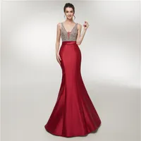 Vestidos Satin Long Promply Elegant Mermaud 2019 Crystal Top Top Formalless Formal Evening Dress Gown Robe de Soire275i