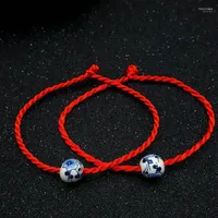 Cerámica de pulseras Charm Hilo rojo para niñas Mujeres Vintage Simple Handmaded Punfs Jewelry BFF Al por mayor Melv22