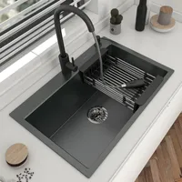 304 Stainless Steel Kitchen Sink Topmount Single For Home Fixture With Kitchen Faucet Drain Accessories