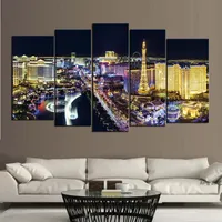 Las Vegas City Çerçevesiz Resimler Gece Görünümü 5 PCS CA286Z üzerinde Çerçeve Baskı Yok