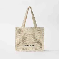 Evening Bags Summer Beach Tote for Women 2022 Hollow Embroidered Woven Handbag Casual Bohemian Straw Shopper Shoulder 220420
