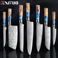 Xituo Kitchen Knives-Set Damascus Steel VG10 Chef Cleaver Paring Brea291C