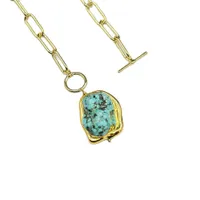 Cabro de cadena de oro collar azul Turquoise Diseñador de colgantes Gemas Joyas Estilo religioso para mujeres niñas