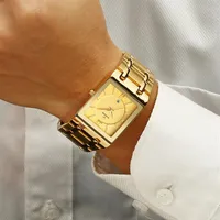 Relogio Masculino Wwoor Gold Watch Men Square Mens Watch Top Brand Luxury Golden Quartz из нержавеющей стали водонепроницаемые запястья Q336T