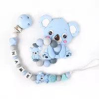 Nombre personalizado Pacificadores de silicona hechos a mano Chews Toys Nurse Toys Koala Sent denting Collar Pacificador con bricolaje