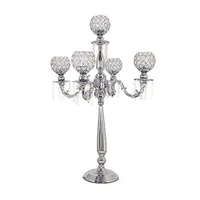 Decoratie 5 Arms Metal Candelabra Home Vakantie Decoratie Tabel Centerpieces Crystal Candle Holders For Wedding Party Candlestick IMake263
