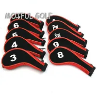 Zipper Golf Iron Headcover irons set Head Cover with zip 10pcs pack Red color number printed210T