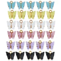 Charms 30 stcs/set kleurrijke acryl vlinderarmband hanger voor sieraden ketting oorbel ornamenten diy maken accessoiresscharms