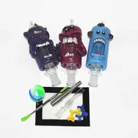 Monster Shisha Glass Nektar Bong Kits Cartoon Harzrohr 14mm Gelenkgröße mit Silikonwachsbehälter -Jars Titaniumnagel Stroh Öl Rigs Wasserrohre Bongs