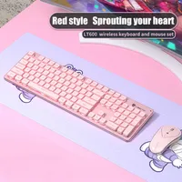 Backlit 104-key Rechargeable Wireless Bluetooth Gaming Keyboard And Mouse Set Pink Cute Ultra-thin Suitable For Home Office Game253S