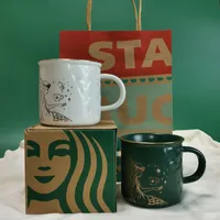 Najnowszy kubek 12 uncji Starbucks, 50. rocznica Ceramiczna filiżanka kawy Starbucks, zapakowana w osobne pudełko, obsługuje dostosowane logo