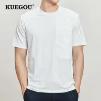 Erkek Tişörtleri 2022 Yaz Erkekler T-Shirt Kısa Kollu Düz Renk O boyunduruk Patchwork Tshirt Beyaz Pamuk Modal Spandex Plus Boyut 55035men's Just