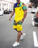 Summer Men Sur tracksuit Fashion Beach set à manches courtes Tshirt Pocket Drawstring Man Clothing 2pcs Tenues surdimensionnées surdimensionnées 220602
