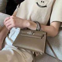 Herme Kelys Fashion Mini Women's Versatile Real Leather Portable Second-generation Small Single Shoulder Messenger Bag Have Logo