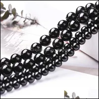 Achat lose Perlen Schmuckfabrik Preis natürliche schwarze Onyx runde schöne Qualität 16 "pro Strand 6 8 10 12 mm Auswahlgröße für Dyi Making Drop Deli
