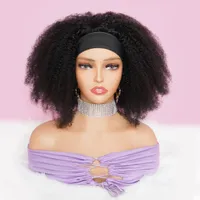Pannband peruk mänsklig hår mongolisk afro kinky lockigt brasiliansk remy hår lyslösa peruker för svarta kvinnor full maskin gjord 250 förnekning