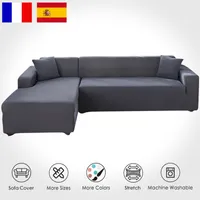 1 Piece Sofa Cover Spandex Solid Color Elastic Living Room 1 2 3 4 Seater Corner Need to Order 2 Pieces 220513