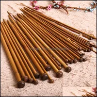 Other Arts And Crafts Arts Gifts Home Garden 25Set 36Pcs Set Knitting Needles Diy Wood Eco Friendly Double Crochet Carbonized Bamboo 25Cm