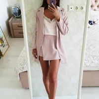 Two Piece Dress Fashion Women Skirt Suits Jackets And Slim Mini Skirts One Button Notched Striped Blazer Pieces OL Sets Female Outfits