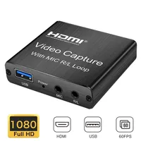 Switches de placa de captura de vídeo HDMI de 1080p com entrada de microfone de 3,5 mm e saída de áudio para Windows Linux Mac PS4 Game Recording Live 2943