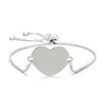 Bracelet Femme Blank Heart Charm Brangle 304 Boîte à boîte réglable en acier inoxydable Bracelets femelles bijoux entières 10pcs224k