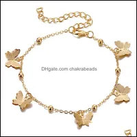 Chevilles bijoux creux papillon pendant chaîne en alliage décoration pendentifs bracelet fashion fashion pied ornements femmes drop déliv dhfd2