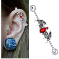 Plugs & Tunnels Drop Delivery 2021 14G Stainless Steel Snake With Red Cz Gem Industrial Bar Piercing Barbell Earring Fashion Body 279H