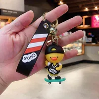 Keychains New trend cartoon skateboard duck key chain doll car bag pendant personalized gift