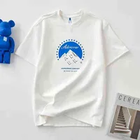 Ader Snow Mountain Alphabet 프린트 단축 유니esx 한국 화이트 티셔츠 커플 틈새 브랜드 Ae Blusas Mujer de Moda 2022