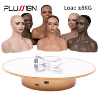 Plussign 360 درجة مركزية دوار دوار Display Stand for Donquin Head Wig Display Hair Salon Electric Durntable 25cm 220726