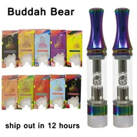 Buddah Bear Vape Cartridge 0.8ml 1.0ml Tanque de vidrio Carts coloridos Paquete Vaporizador desechable Vaporizador Vaporable Pen de aceite grueso E CIG OEM Permitido